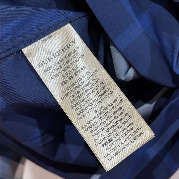 Burberry Navy and White Checkered Men's Shirt - Picture 4 of 5